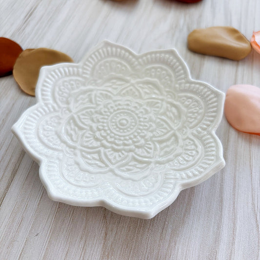 Mandala Trinket Dish - White