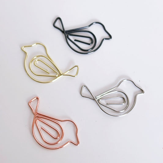 Metallic Bird Paper Clips